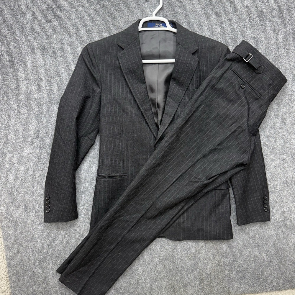 Polo Ralph Lauren Suit Blazer Jacket Pants Italy Wool  38R / 32x31 Striped